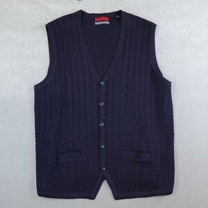 Luchiano Visconti Sweater Vest Men 3XL Merino Wool Cardigan Button Front